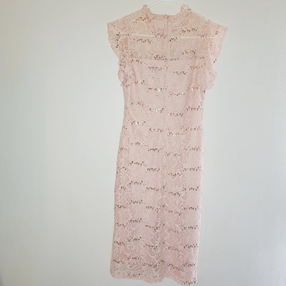 Enfocus Studios Dress Womens Sequin Lace Peach Size 4 Zipper Occasion Wedding - Picture 2 of 9